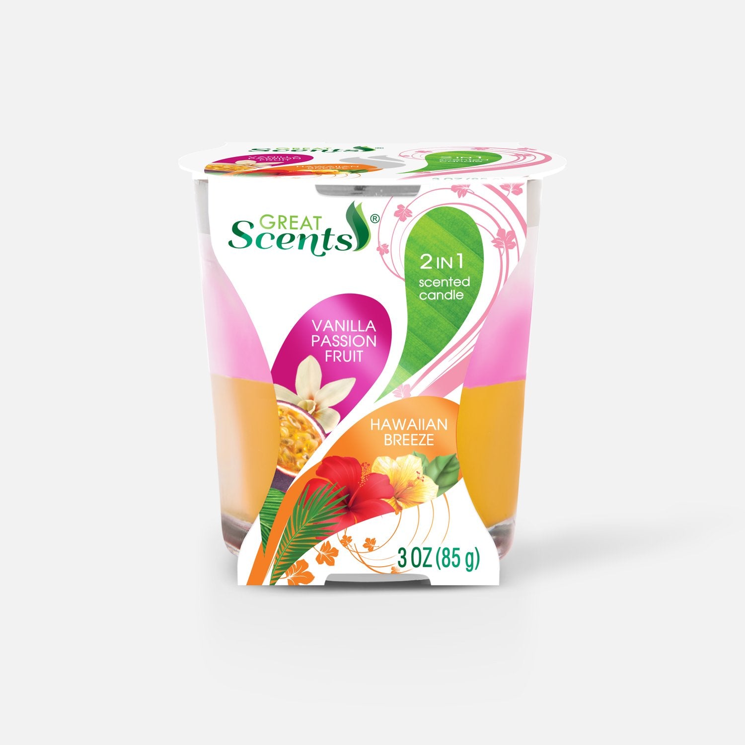 3 In 1 Scented Candle Vanilla Passion Fruit & Hawaiian Fresh