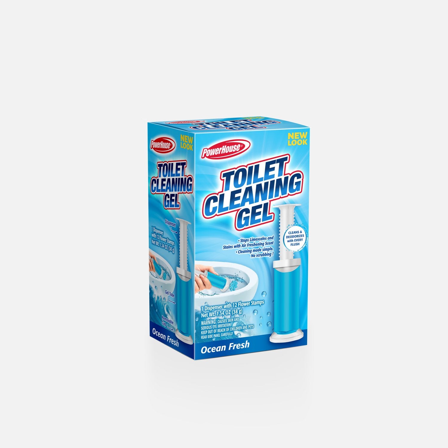 Toilet Cleaning Kit Dispenser & Gel Stamps Ocean Fresh