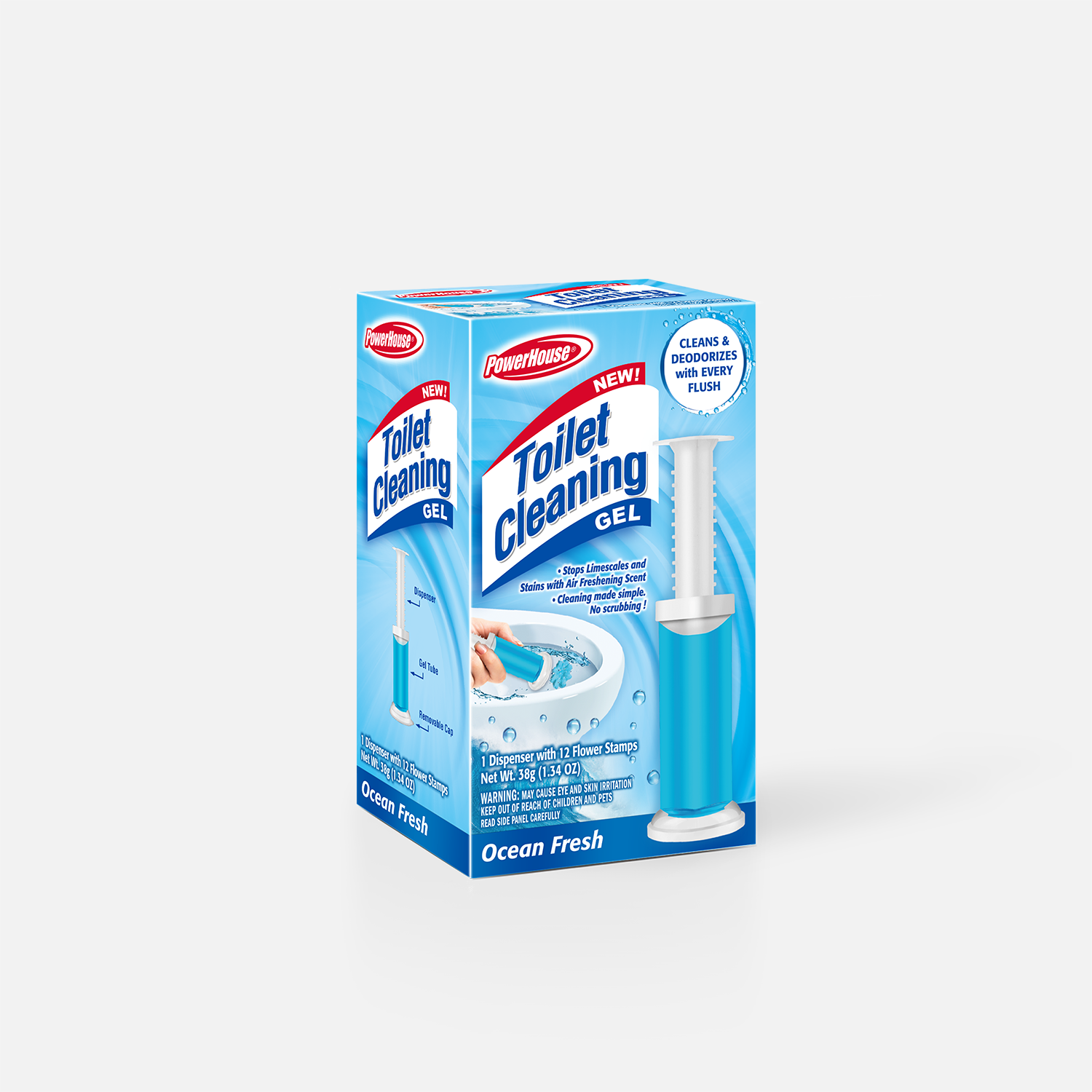 Toilet Cleaning Kit Dispenser & Gel Stamps Ocean Fresh