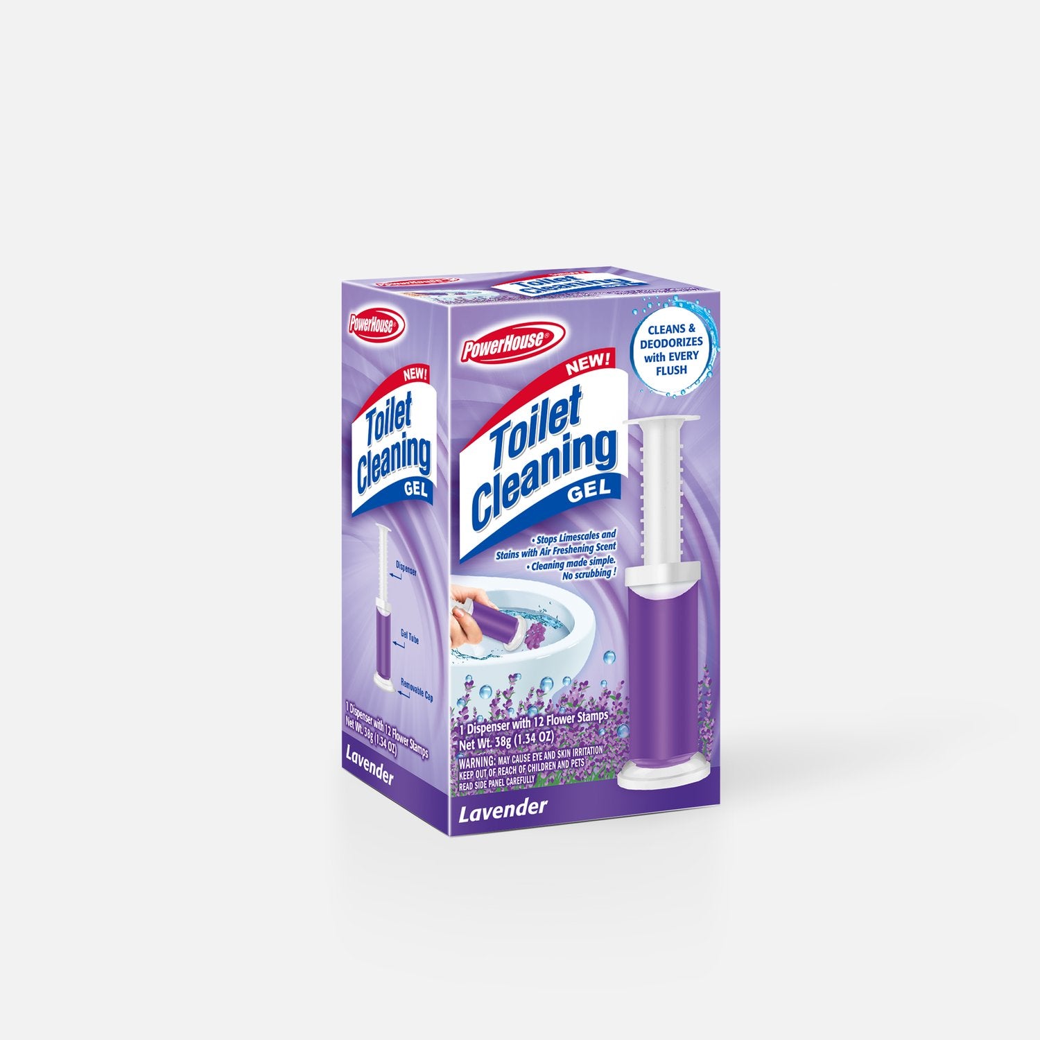 Toilet Cleaning Kit Dispenser & Gel Stamps Lavender