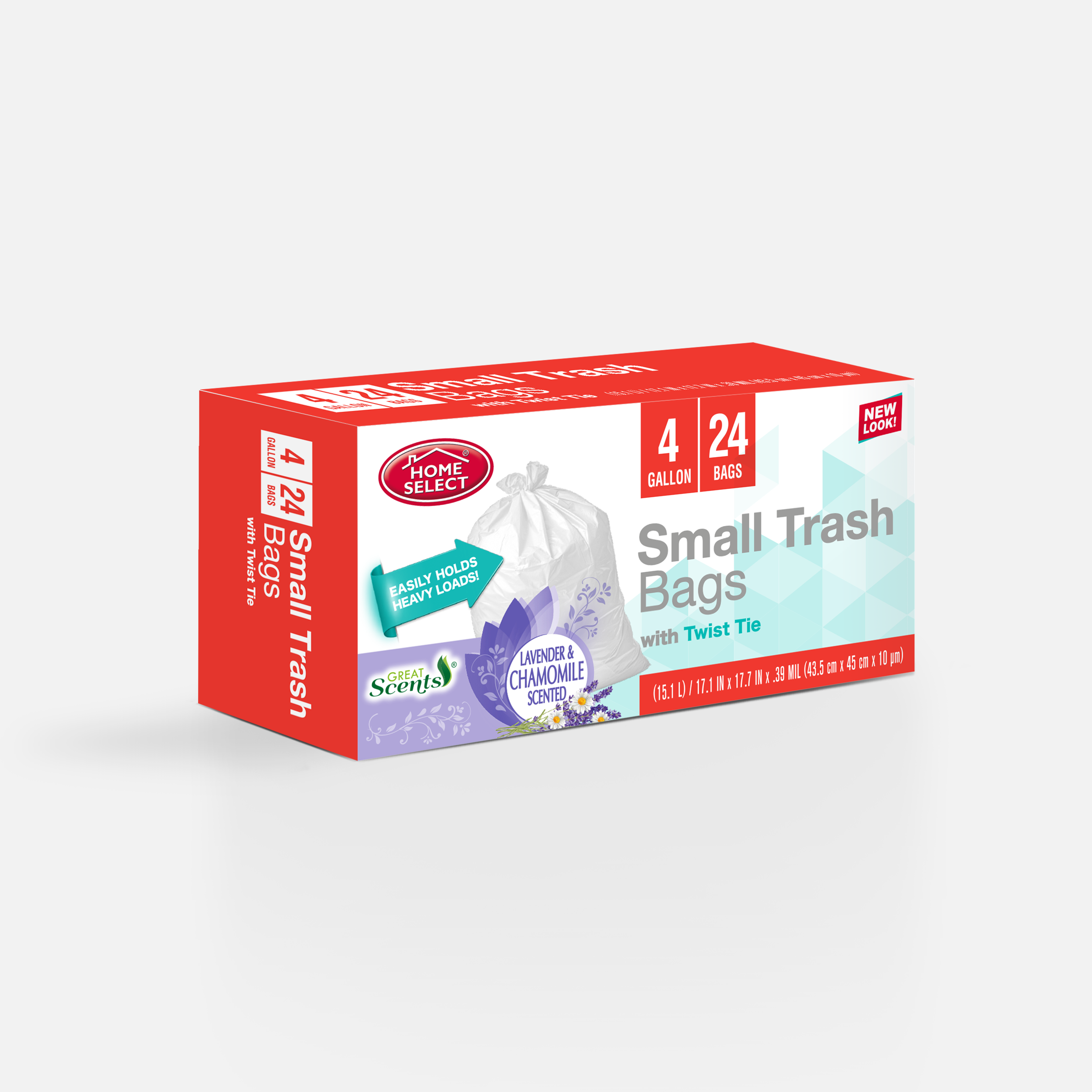 White Twist Tie Trash Bags Lavender & Chamomile Scented 4 Gallon